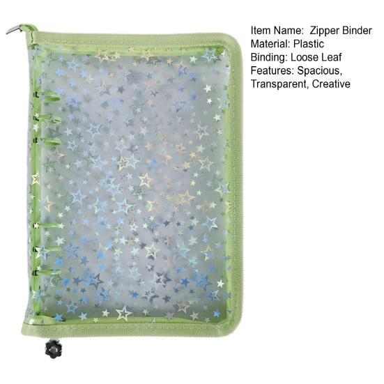 Yousheng Zipper Binder Transparent Window Design Star Pattern PVC Cover Card Organizer with Multiple Slots Portable Card Holder Binder for Idol Cards