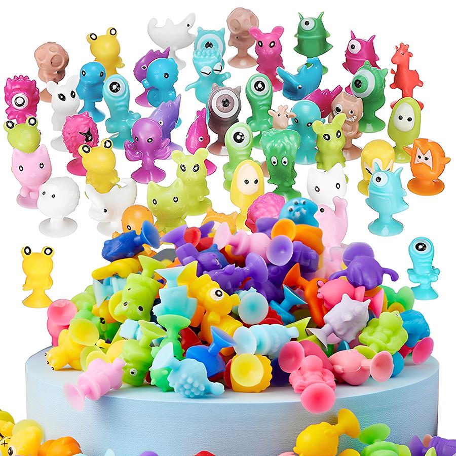 12-48Pcs Mini Suction Cup Monster Dolls Cute Car Dashboard Decor Ornaments Flexible Figurines Novelty Vehicle Decor Accessories