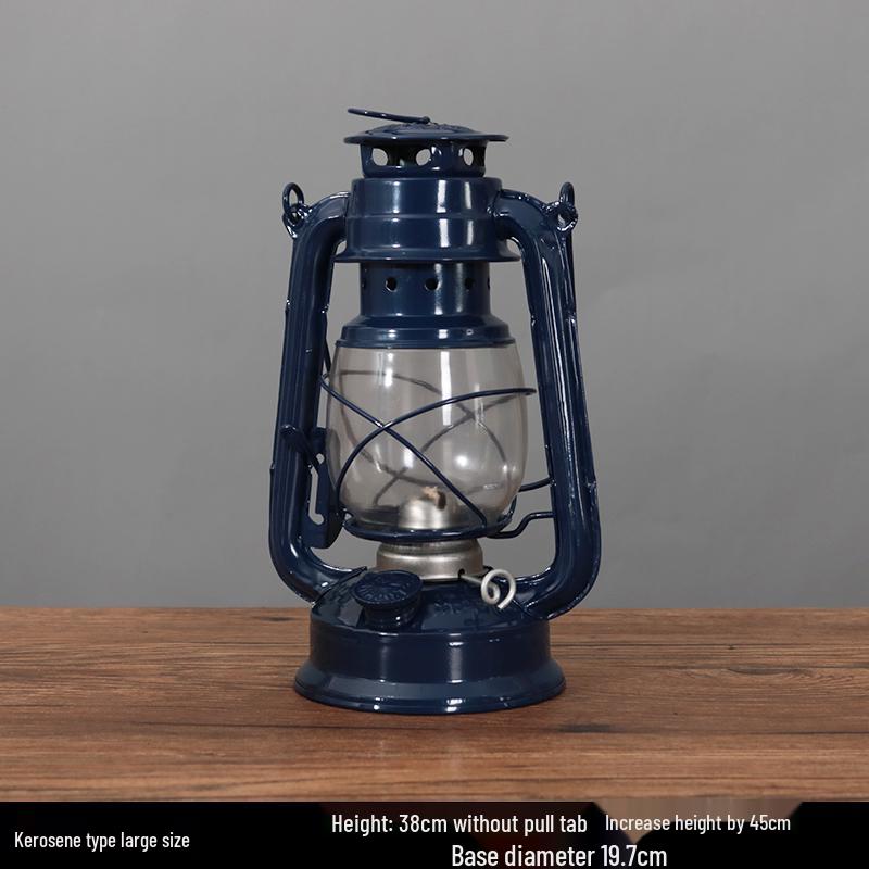 Vintage Wrought Iron Kerosene Hurricane Lamp - Nostalgic Camping Decor & Photography Prop