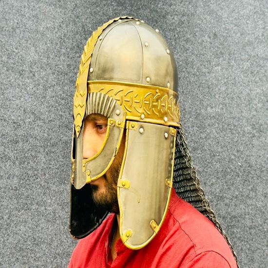 Medieval Wolf Warrior Helmet Warrior Chain-Mail Helmet for Fantasy Perfect for Cosplay, LARP Helmet Collectors Best Gift