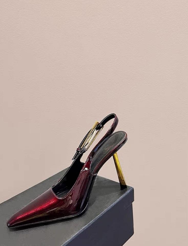 

Новые черные туфли на высоком каблуке с маленьким квадратным носком, сумка-голова, открытая пятка, модные, сексуальные, одинарные туфли, лакированная кожа, премиальные сандалии 39