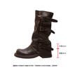 ~ Belt Buckle Square Round Head Pleated Medium Tube Knight, Autumn and Winter Pleated Stacked Pants Tube Women's Boots