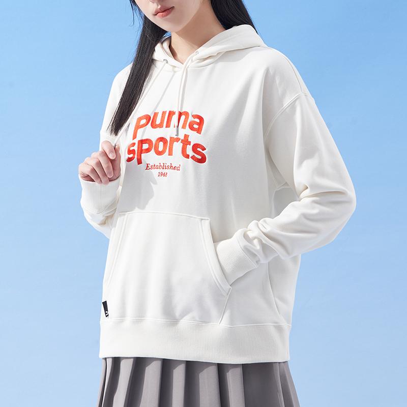 Puma Sports Lifestyle Series Letter Print Hooded Long Sleeve Sweatshirt Women sweatshirt White 625306-65