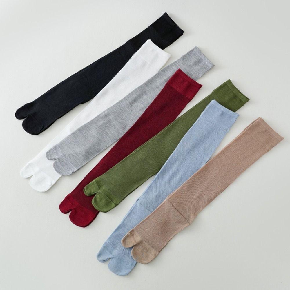Ultra-thin Ruffle Two Toe Socks Mesh Calf Long Socks Soft Knee High Stockings  Streetwear
