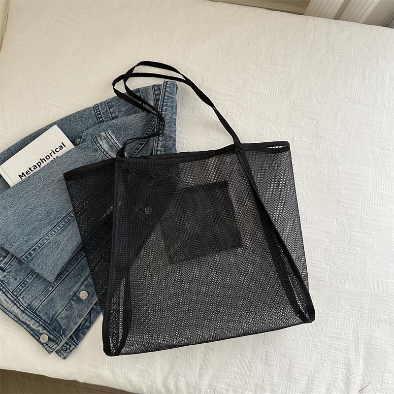 Стильная летняя новая повседневная прозрачная простая сумка-тоут на плечо для покупок и путешествий чёрный