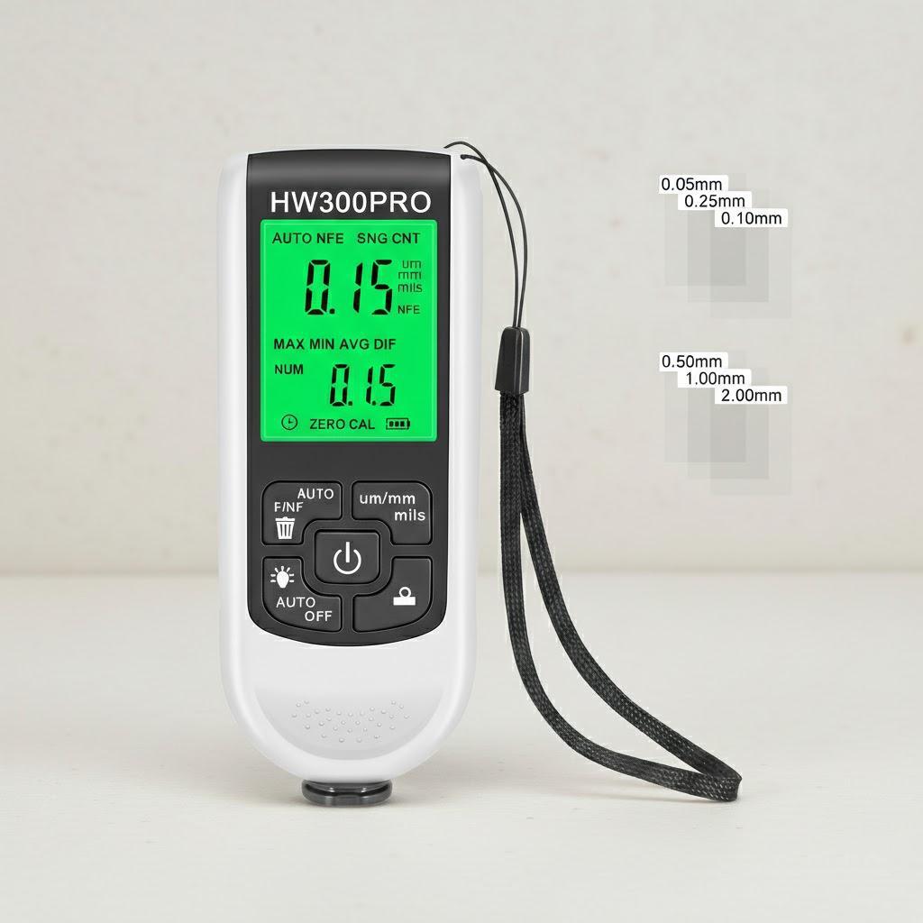 

Car Paint Thickness Gauge 0-2000UM Digital Coating Meter Fe NFe Automotive Tools with Manual High Precision Tool белый