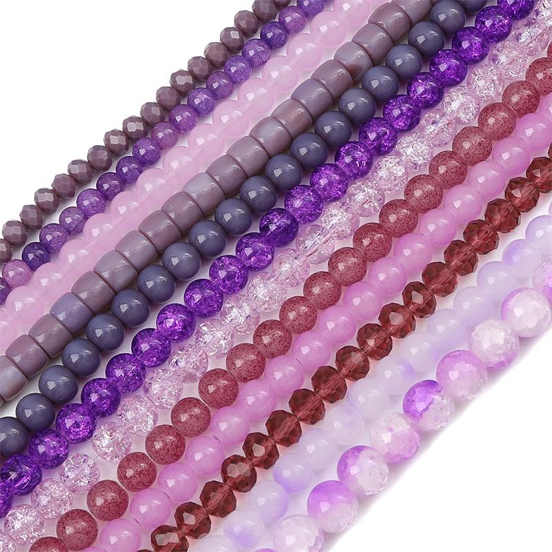 Lila Farbe Kristall Glas Perlen Lose Platz Perlen für Armband Halskette DIY Schmuck Handwerk Machen Zubehör