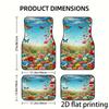 4pcs Car Floor Mats, Spring Flower Sea With Flying Butterfly Pattern, Universal Car Mats, Made Of Polyester Fiber, Washable, Sui