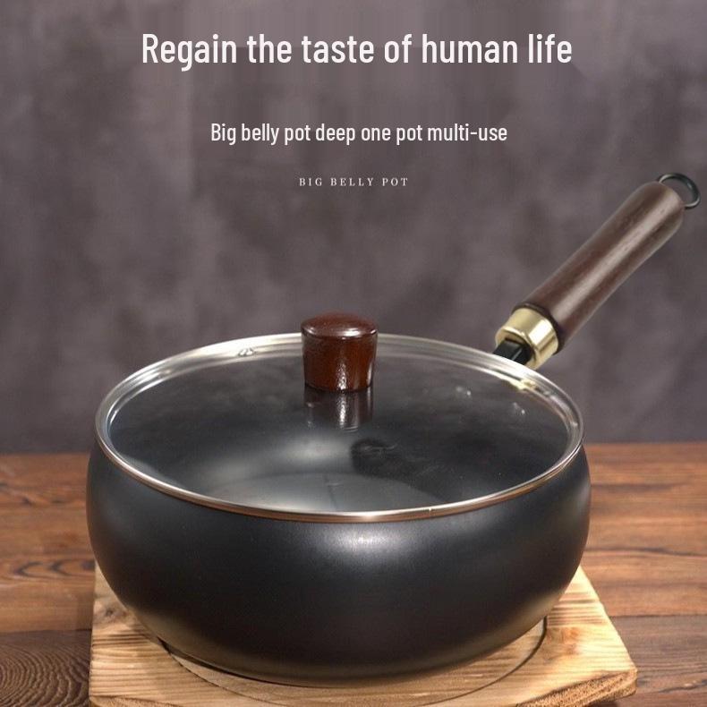 Best-Selling Mini Deepened Wok: Non-Stick, Flat-Bottom Iron Stir-Fry Pot with Classic Design