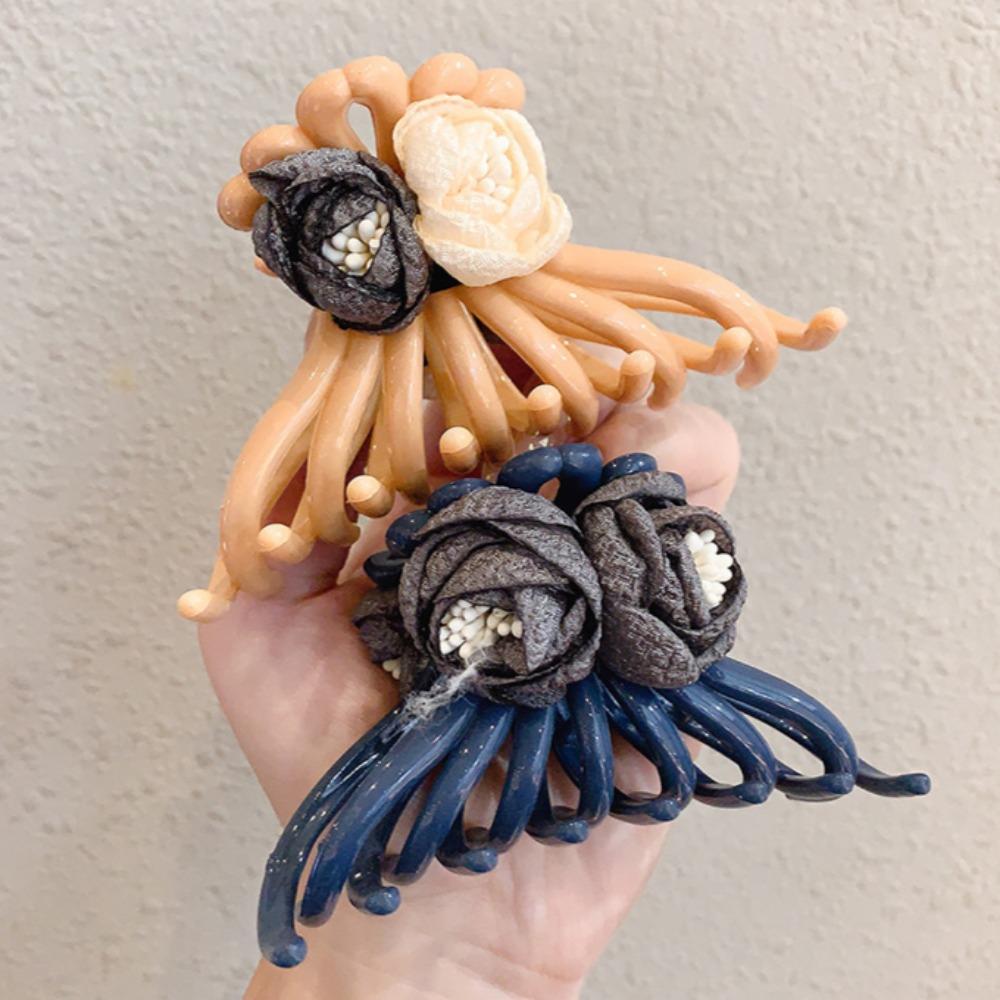 Camellia Hairpin Grasping Clip Large Hair Clip Headwear for Women Back of Head Spoon Coiled Hair Medium Hair Grabbing Clip