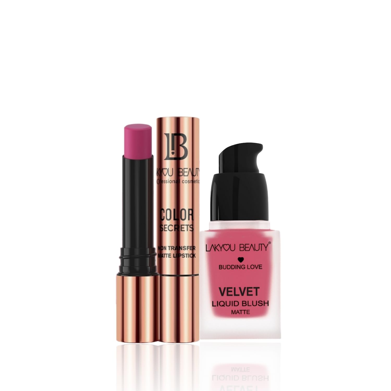 Lakyou Beauty Секреты Цвета Матовая Помада Не Смазывающаяся + Бархатистый Матовый Жидкий Румяна Комбо