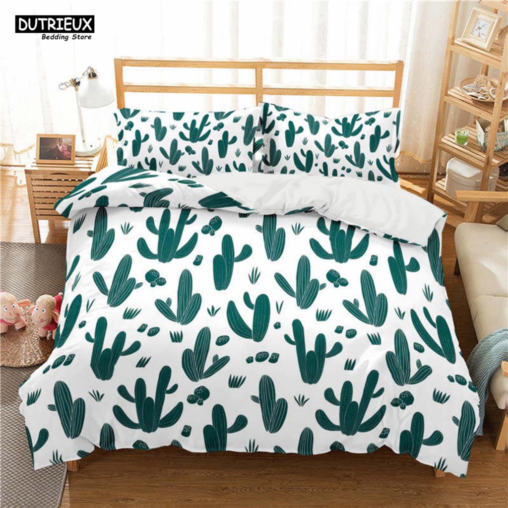 Cactus Print Polyester Bedding Sets Child Kids Covers Boys Bed Linen Set For Teens King Size Bedding Set