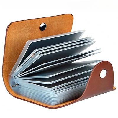 PU Leather 24-Slot Card Case - Business Card & Passport Holder, 10.5x7.5x2cm, Organizes 24 Cards, Ideal for Men & Women