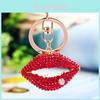 Stunning Rhinestone Red Lip Metal Keychain Adorable Fashionable Car Key Holder