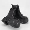 Punk Style Women Boots Lace-up Heel Height Platform Shoes Woman Gothic Ankle Rock Boots Metal Decor Man And Woman Sneakers