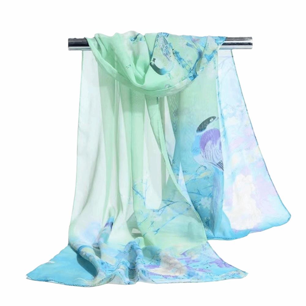 Floral Print Chiffon Scarf Shawl 150*50cm Long Scarf  Outdoor Accessories