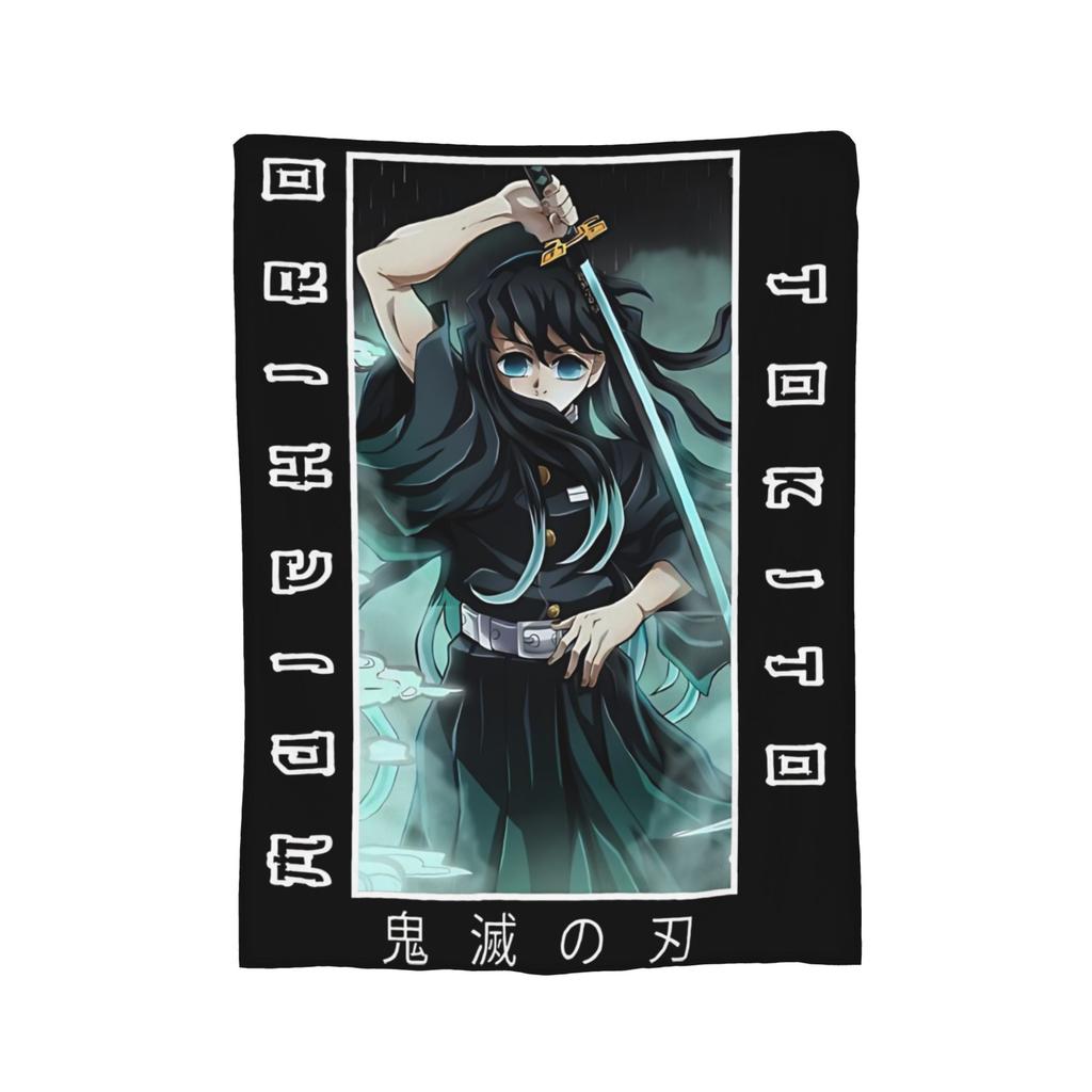 Mist Hashira Muichiro Tokito Fleece Throw Blankets Anime Blanket for Bed Outdoor Super Soft Bed Rug,