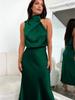 Luxury Satin Sleeveless Dress for Women - Elegant Evening Gown for  Spring/Summer Collection