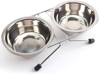 Water Bowl for Dogs and Cats, Stainless Steel Elevated Pet Feeder with Vintage-Style Metal Stand, for Dogs and Cats
