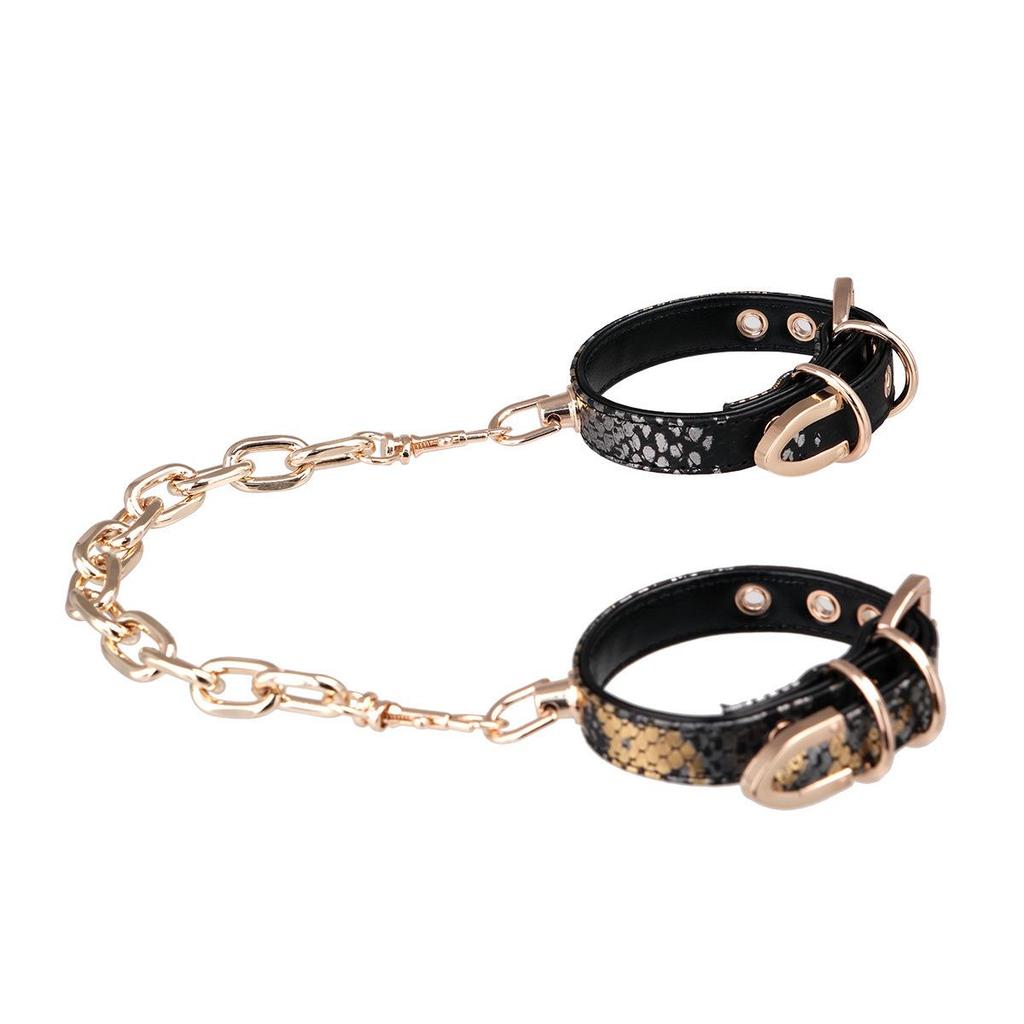 Cross-Border Punk Snake Skin Restraint Set: Handcuffs, Foot Cuffs & Choke Chain Bracelet