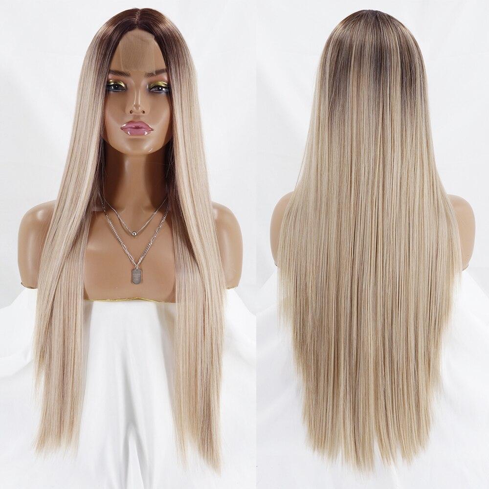 MERISIHAIR Long Straight Black Wigs Women Middle Part Synthetic Wig Heat Resistant Fiber Natural Looking Wig