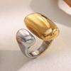 MamacitaSlay 316L Stainless Steel Two Tone Asymmetrical Open Ring Party Waterproof Jewelry Women's Creative Ring 2025 Trend Gift