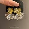 Silver Needle Diamond Flower Pendant Earrings Simple Fashion Exquisite Earrings Light Luxury High Sense Earrings Design Sense Niche