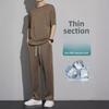 Men's Summer Quick-Dry Ice Silk Two-Piece Set: Loose Fit Short-Sleeve T-Shirt & Shorts