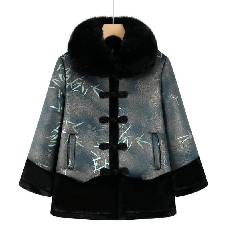 

Бутик мать мода свободная версия от кутюр для пожилой матери осень и зима флис утолщенное меховое цельное пальто женское 5XL [recommended 150-80kg] синий