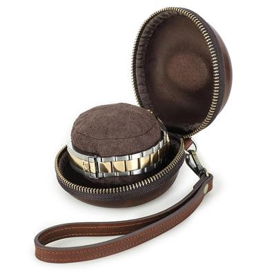 Family Watch Single Storage Box for Smartwatches Up To Includes Perfect for Business and Brown Contact's Case, 54mm, Label, Travel, Trips, Carrying,