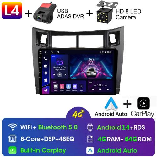 4G+64G Car Multimedia Player for Toyota Yaris 2007 Radio Fascia Car Radio 2005 - 2012 Android GPS Navigator 2 Din carplay stereo
