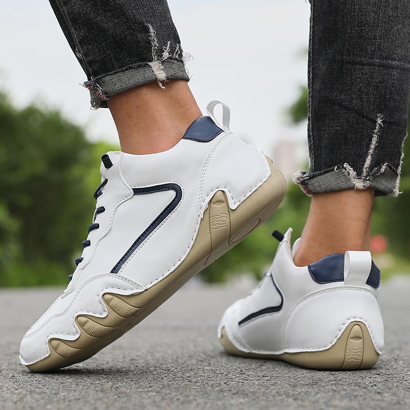 

Модная мужская повседневная кожаная модная обувь лоферы на одну ногу брендовые кроссовки туфли-лодочки походные ботинки ковбойские сапоги для мужчин ботильоны 2025 39 белый