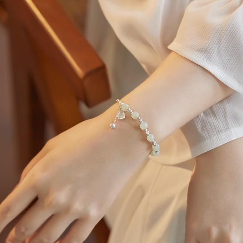 

New Chinese Style Irregular Silver Bracelet with Good Fortune Card - Retro and Unique Design