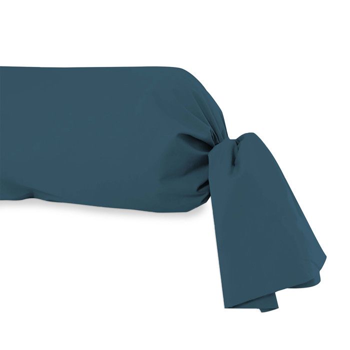 Taie de traversin en coton 57 fils 45x205 cm UNI bleu canard, par Soleil d'Ocre