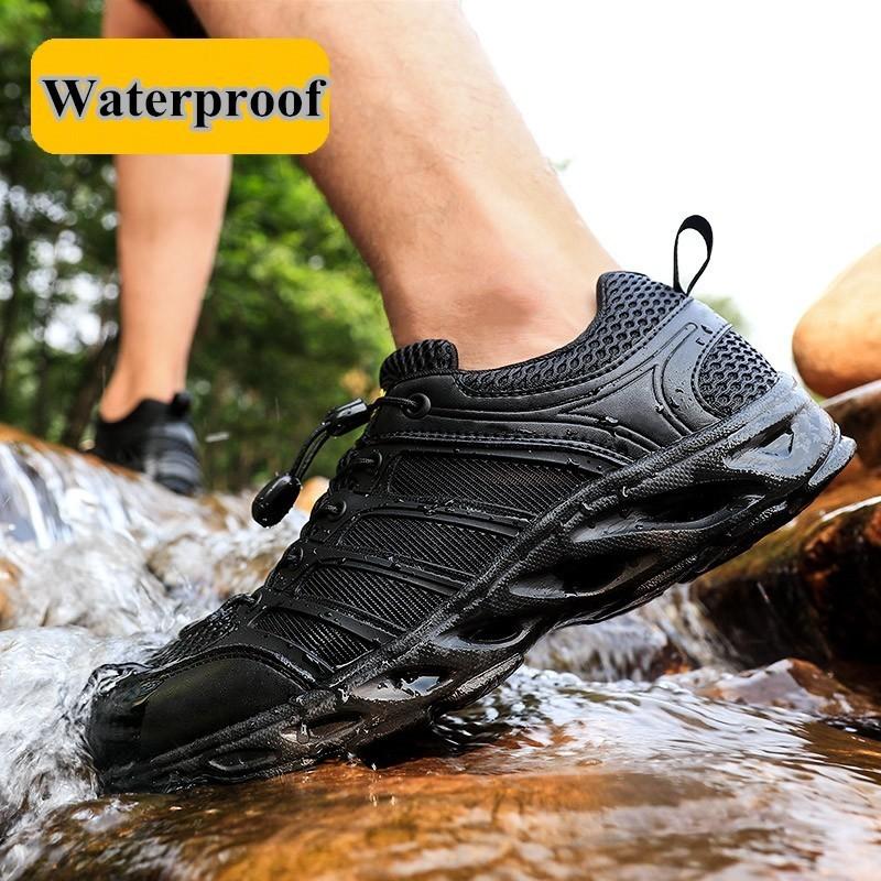 Outdoor Sports Camping Shoes For Men Tactical Hiking Upstream Shoes For Summer Breathable Waterproof Coating