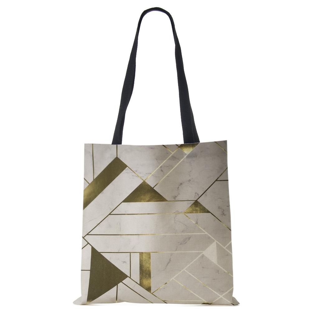 

Холщовая сумка на плечо с геометрическим узором, женская повседневная сумка-шоппер, многоразовая экологическая сумка, хлопковая складная дорожная сумка в стиле Харадзюку