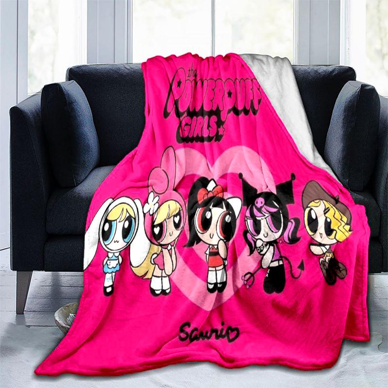 1PC The Powerpuff Girls printed blanket, all season lightweight home office outdoor nap multifunctional blanket A1