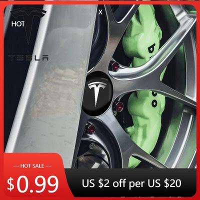 Car Sticker 4PCS 56mm Car Wheel Center Hub Emblem Sticker For Tesla Emblem Model S Model X Model 3 Roadster Cybertuck Auto