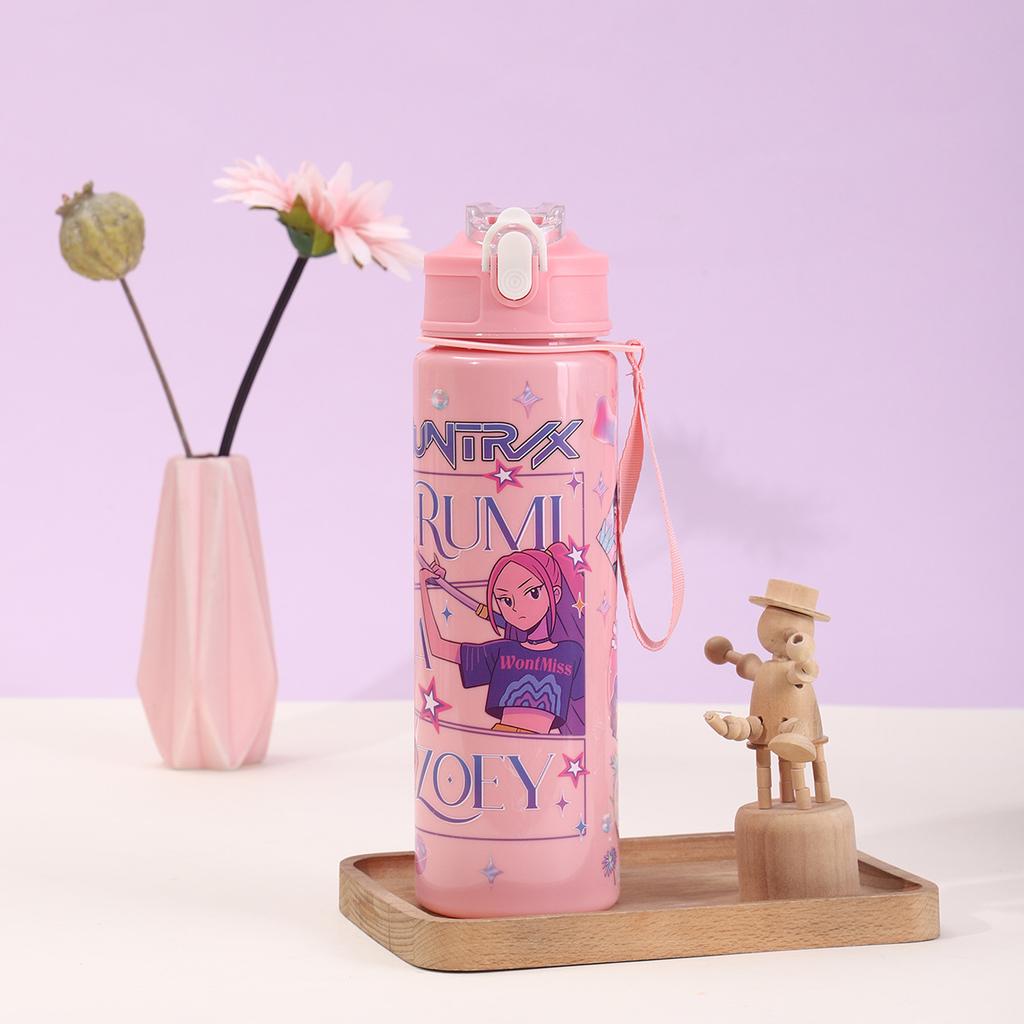 Straw Cup Children's Cute Cartoon Bouncing Cup with Lifting Rope Large Capacity Plastic Cup