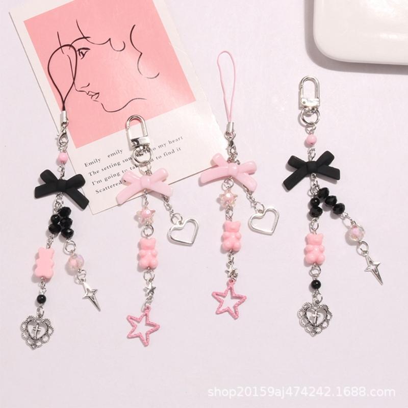 Eye Catching Heart Bear Key Chain Pendant Butterfly Knot Key Rings for Phones