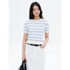 Cable Stripe Short Sleeve Pullover Ivory