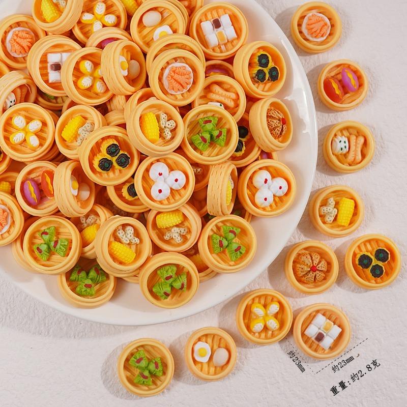 

Миниатюрные китайские брелоки в виде хлеба, DIY крафт-декор для скрапбукинга, чехла для телефона, лунная еда, игровые украшения 10pcs разноцветный
