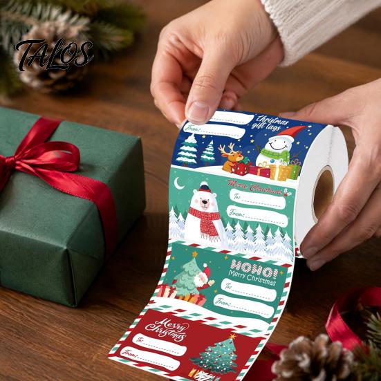 Holiday Greeting Card Embellishments Christmas Sticker Labels for Gift Wrapping, Self-Adhesive Tags with Blank Self Adhesive Stickers Writing