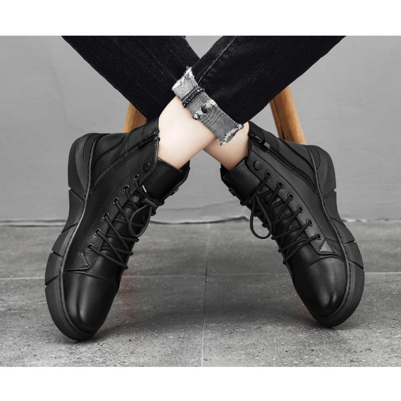 Men's Boots, High Top Casual Shoes, Casual Leather Boots