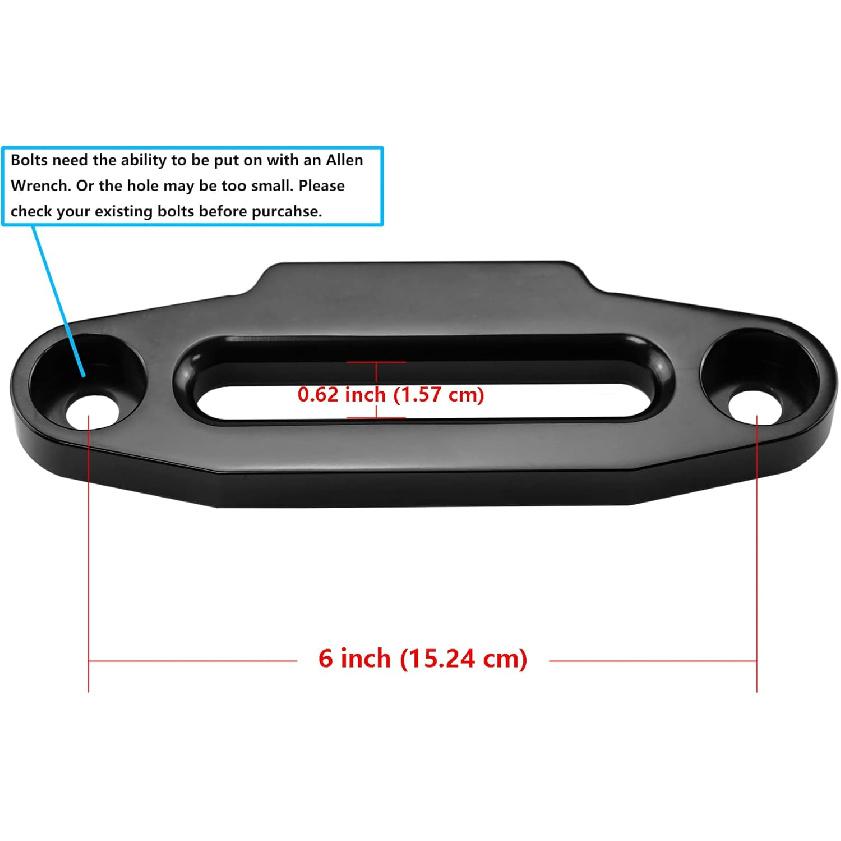 Ucreative Aluminum Hawse Fairlead For UTV 4000-5500 LBs Winch 6" (152.4Mm) Mount Glossy (Black)