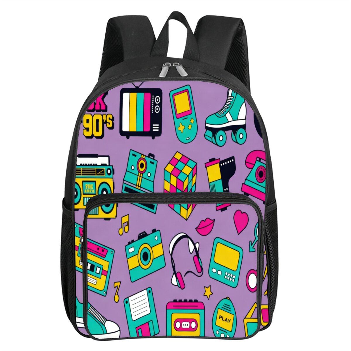 Rugzak met Tape Print Vierkante Voorvak Voor Jongens En Meisjes Beste Cadeaus 2D Platte Cartoon Schooltas Voor Kinderen