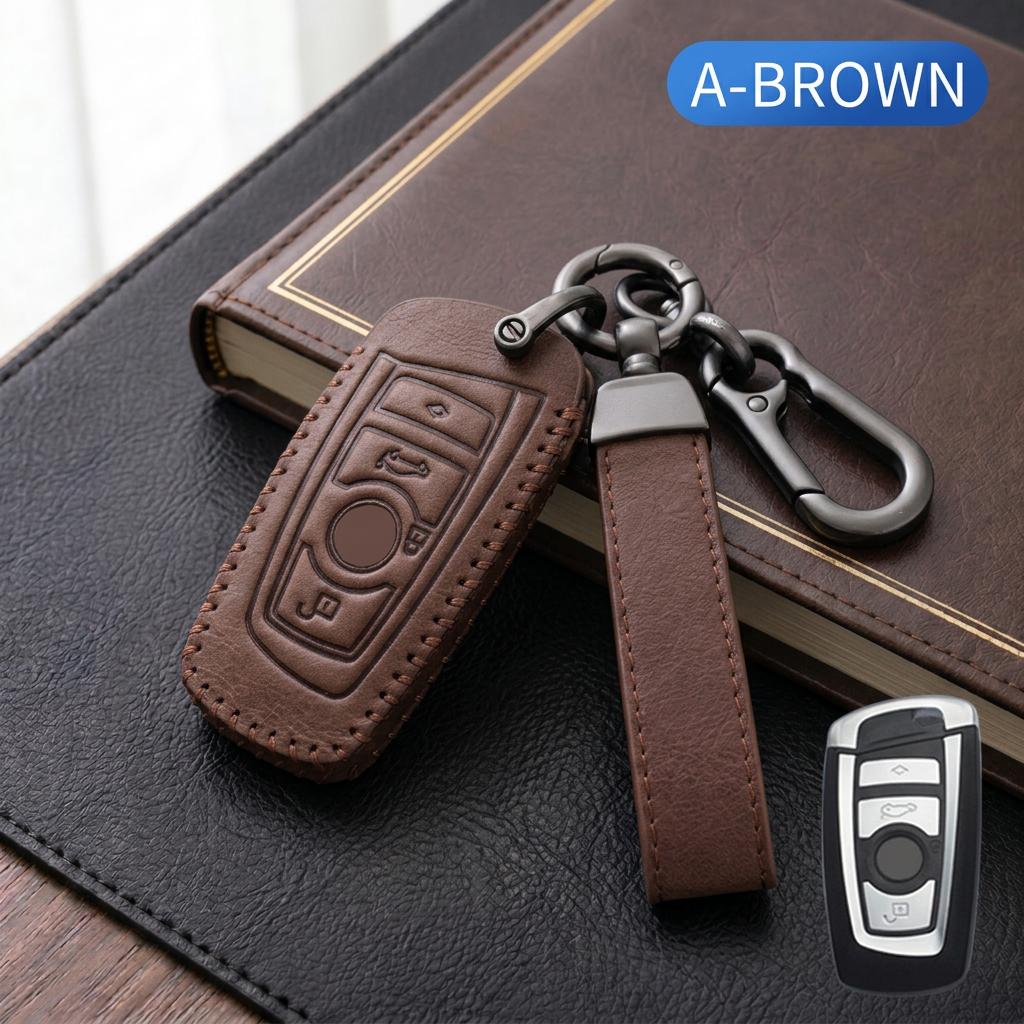 Leather Car Key Fob Cover For BMW 1 2 3 4 5 67 Series F20 F30 F10 F01 X1 X3 X4 X5 X6 M3 M4 M5 M6 F48 F25 F15 E89 Key Case Holder