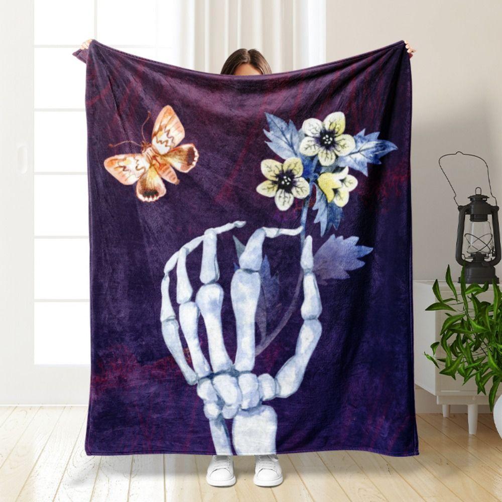 Bat Halloween Decor Spider Flannel Blanket Cozy Halloween Blanket Pumpkin  Office