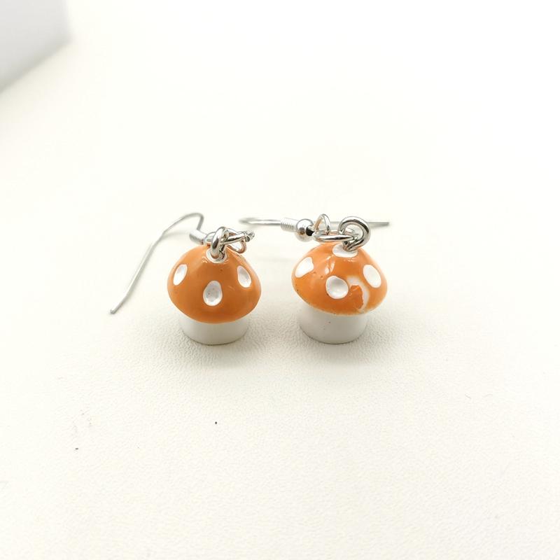 Small Mushroom Shaped Dangle Earrings Cartoons Cute 8 Colors Handmade Drop Earrings For Women Girls Jewelry Lovely Funny Gifts