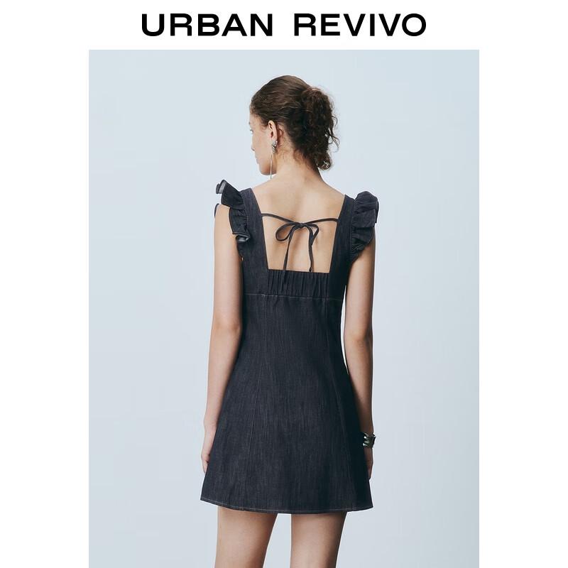 UR 2025 Summer Retro Ruffle Denim Mini Dress